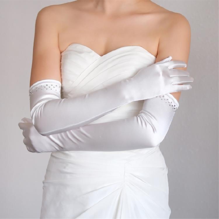 Elegant Gloves Crystal Full Finger for Proms Concert Evening Banquet Accessory Long Gloves for Bride and Bridesmaids