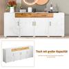 Sideboard Modern Buffet 4 Doors 2 Drawers, Storage Cabinet Ample Storage Space, Buffets Dining Room Living Room Kitchen, White, 208 X 39.5 X 80 Cm