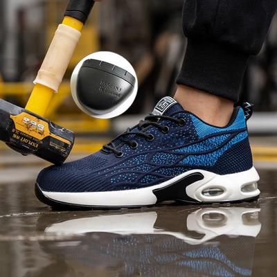 Safety Shoes Men Women Work Safety Boots Steel Toe Shoes Anti-puncture Air Cushion Work Sneakers Light Fashion Work Shoes Unisex