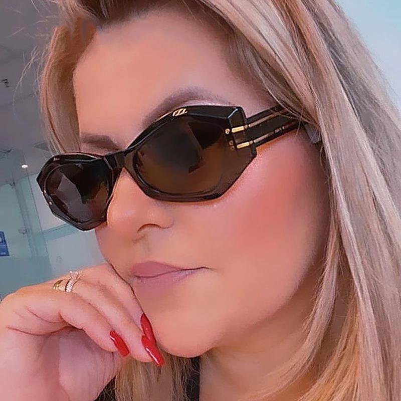 Brand Vintage Women Sunglasses Small Retro Polygon Sun Glasses Punk Eyeglasses Men Designer  UV400