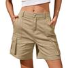 Damen Sommer Einfarbig Trocken Arbeitshose Lässige Mehrfach-Taschen Mikro-Stretch Shorts