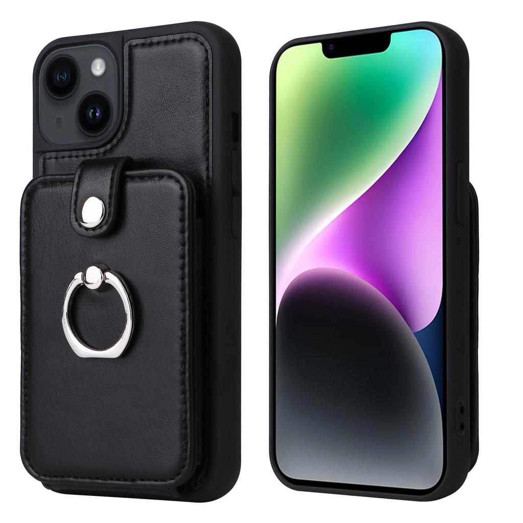 Ring Holder Wallet Leather Card Solt Phone Case for IPhone 16 Pro Max 15 Plus 14 13 12 11 XR XS 8 7 Protective Shockproof Cover
