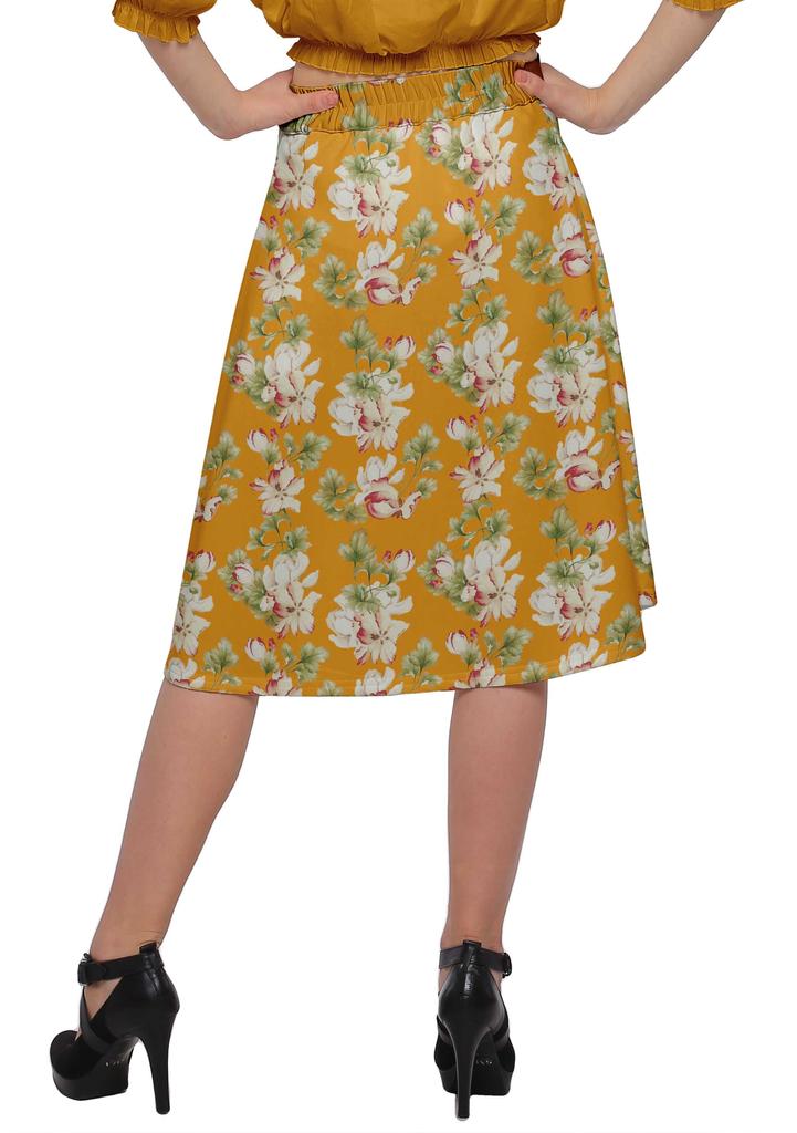 Moomaya Printed Skirt For Women Poly Spandex Casual Wear Summer Girls Skirt