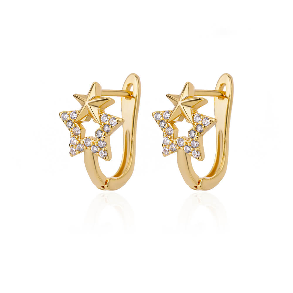 

Mini Zircon Star Hoop Earrings For Women Gold Plated Stainless Steel Earrings Korean Fashion Ear Buckle Jewelry Accessories Gift