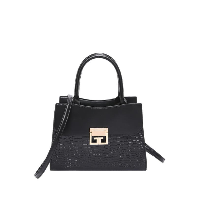 Trendy Retro Sophisticated Handbag For Women Featuring Elegant Crocodile Print Design чёрный