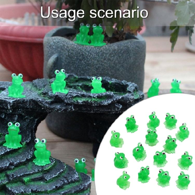 15Pcs Glowing Frogs Figurines Green Resins Miniature Animal Figures Toy for Garden Landscape and Home Desk Decoration