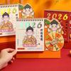 Dubbel spiralbordskalender Tecknad vändkalender Multifunktionell kinesisk stilkalender Kontor