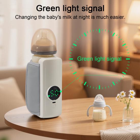 Baby Bottle Warmer Rechargeable Cordless Breast Milk Warmer Adjustable Temperature Fast Heating Baby Feeding Warmer for Breast Milk