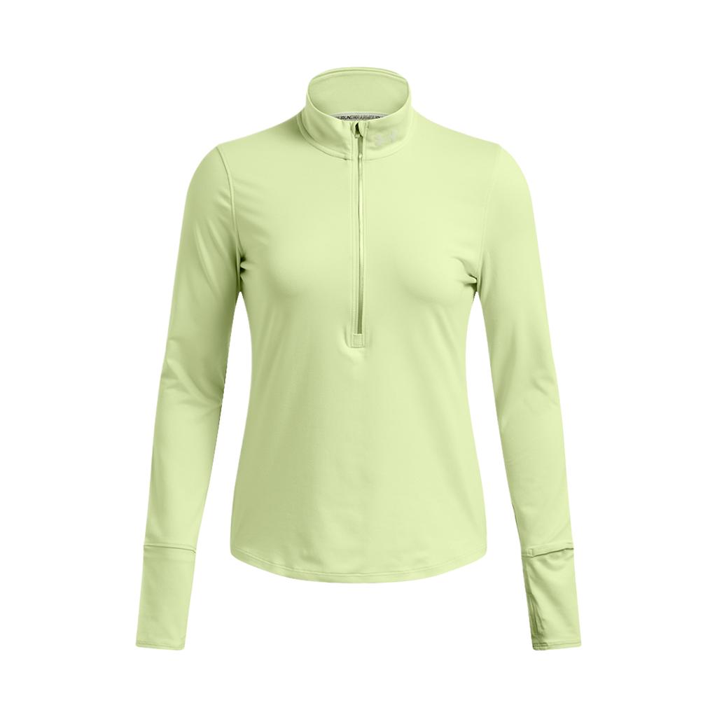 Under Armour Solid Color Quick-Dry Stand Collar Long Sleeve Fitness Shirt Women tops Green 1379349-383