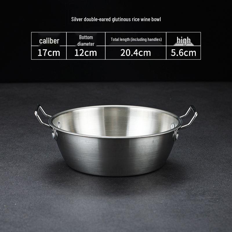 Korean Style Stainless Steel Snack Bowl with Handles - Versatile for Rice, Salad, Hot Pot, Sauces, French Fries, Fruits, and Fried Snacks