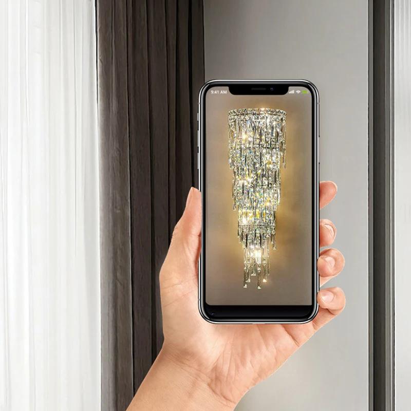 E14 Light Luxury Wall Light Crystal Wall Lamp Decor Living Room Bedroom Bedside Corridor Stairs Fixtures TV Background Sconce