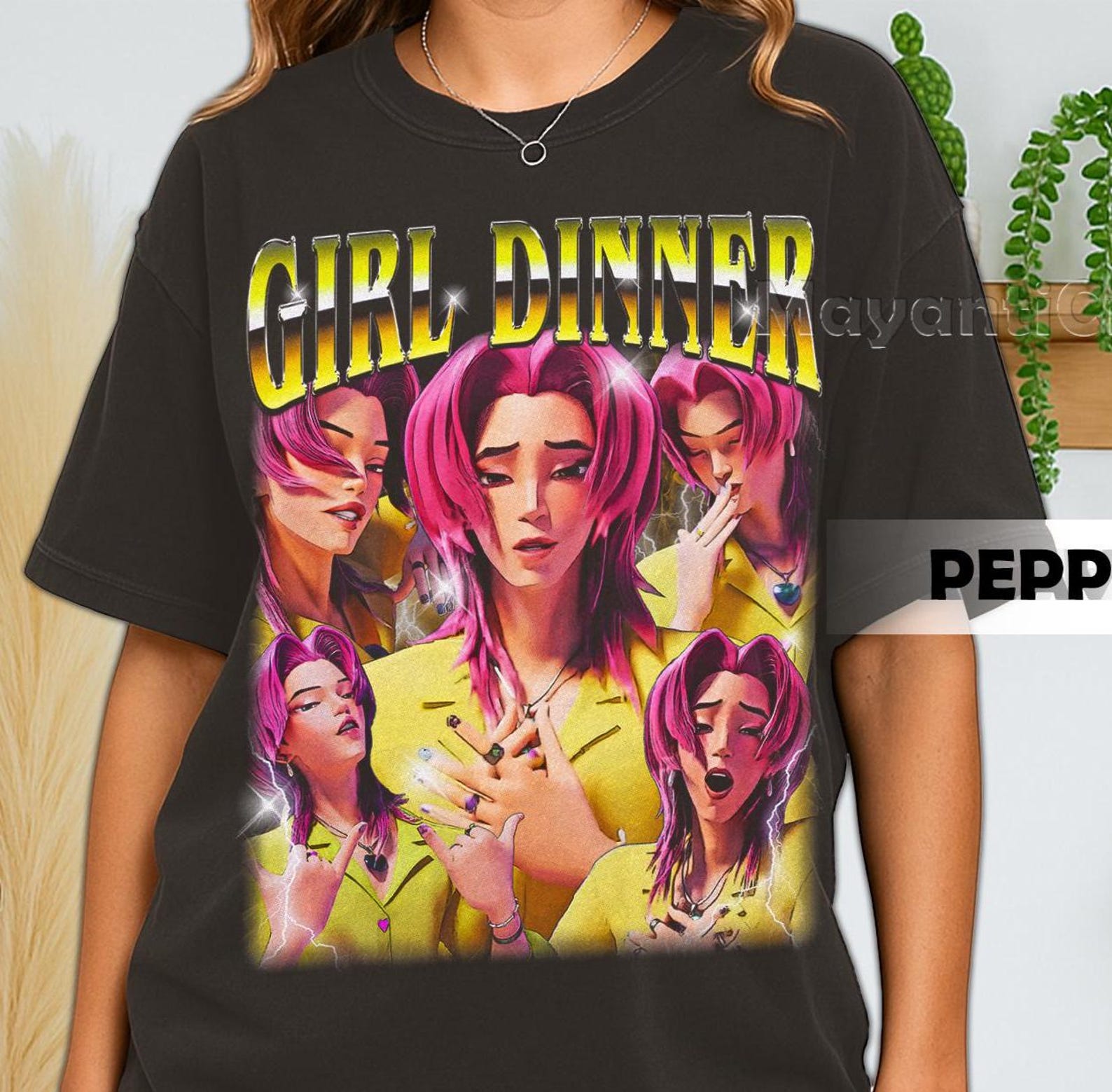 Retro 90 s Comfort Colors Girl Dinner Romance T-Shirt, Girl Dinner Romance Saja Boys Bootleg Graphic Fan Tee T-Shirt, Gift For Women and Man M