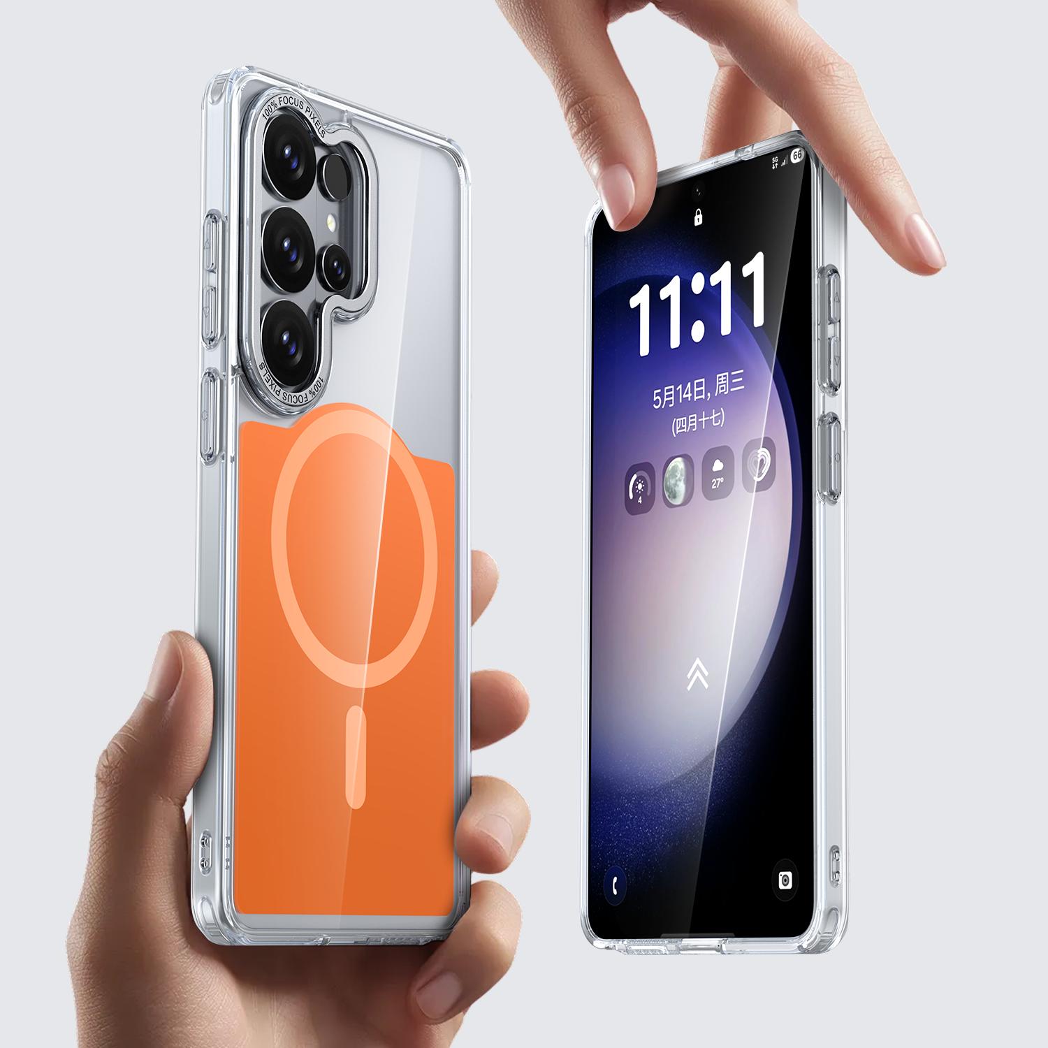 

For Magsafe Clear Acrylic Phone Case Samsung S26 S25 S24 S23 S22 Ultra FE Plus Shockproof Magnetic Wireless Charge Cover Galaxy S24 FE