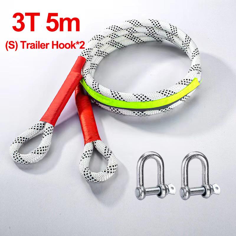 Upgraded Car Tow Strap Wear-Resistant Tow Rope with Hook Off Road Vehicle Rescue Rope Car Accessories ABQ-3T-5m