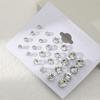 12 Pair/Pack New White Shiny Wedding Stud Earrings Set For Women Men Crystal Jewelry Accessories Jewelry Earrings