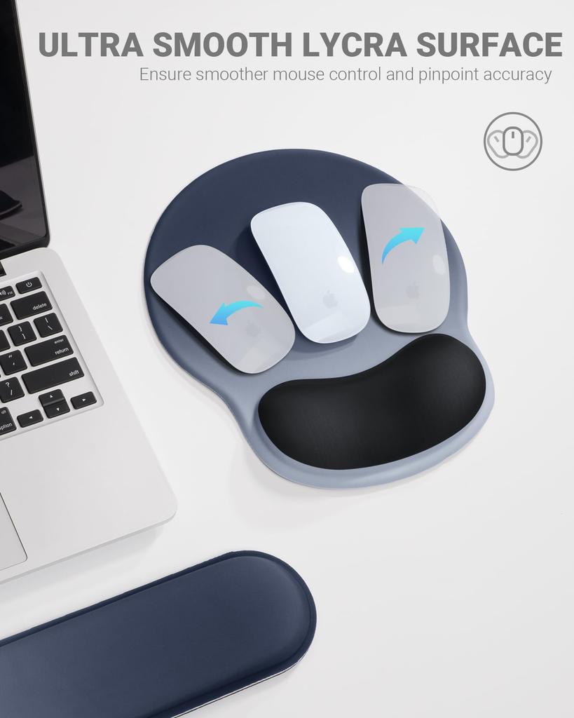 Laborio Mouse Pad Wrist Rest Integrated Mouse Pad Wrist Support Ergonomic Mouse Pad Blue Black (Gradient Set)
