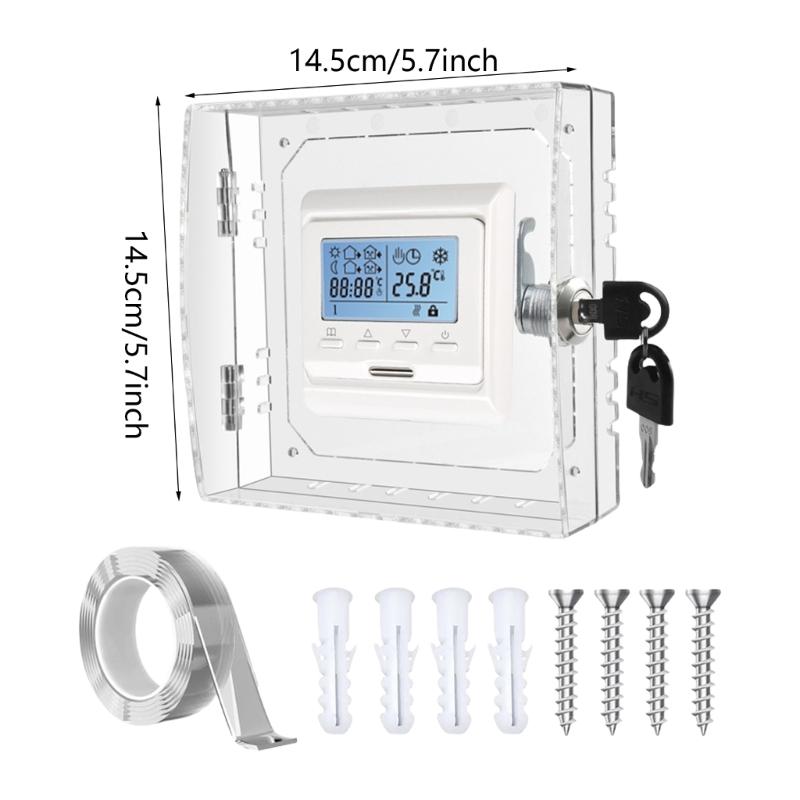 Secure Thermostat Guard Lock Box with Key Set Clear Thermostat Protector Case for Preventing Unauthorized Adjustments