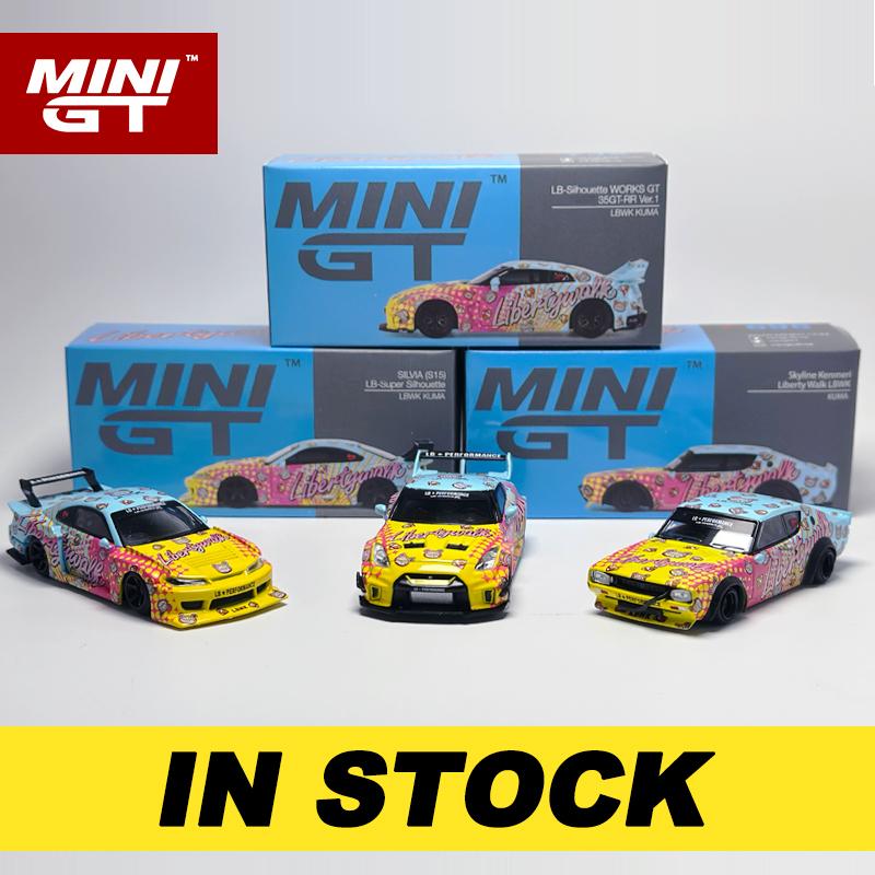 Minigt 1:64 Lbwk Silhouette Works Gtr 35Gt Rr Ver.1 Kenmeri Kuma S15 Alloy Car Model 698 742 743