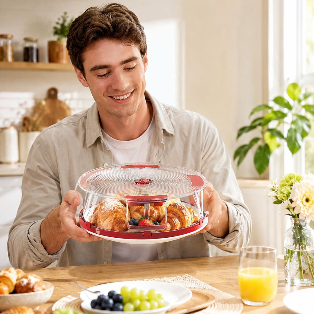 Food Cover Mesh Dome with Water Ring Base for Insect and Dust Protection Large Size Round Shape Suitable for Kitchen and Outdoor Use