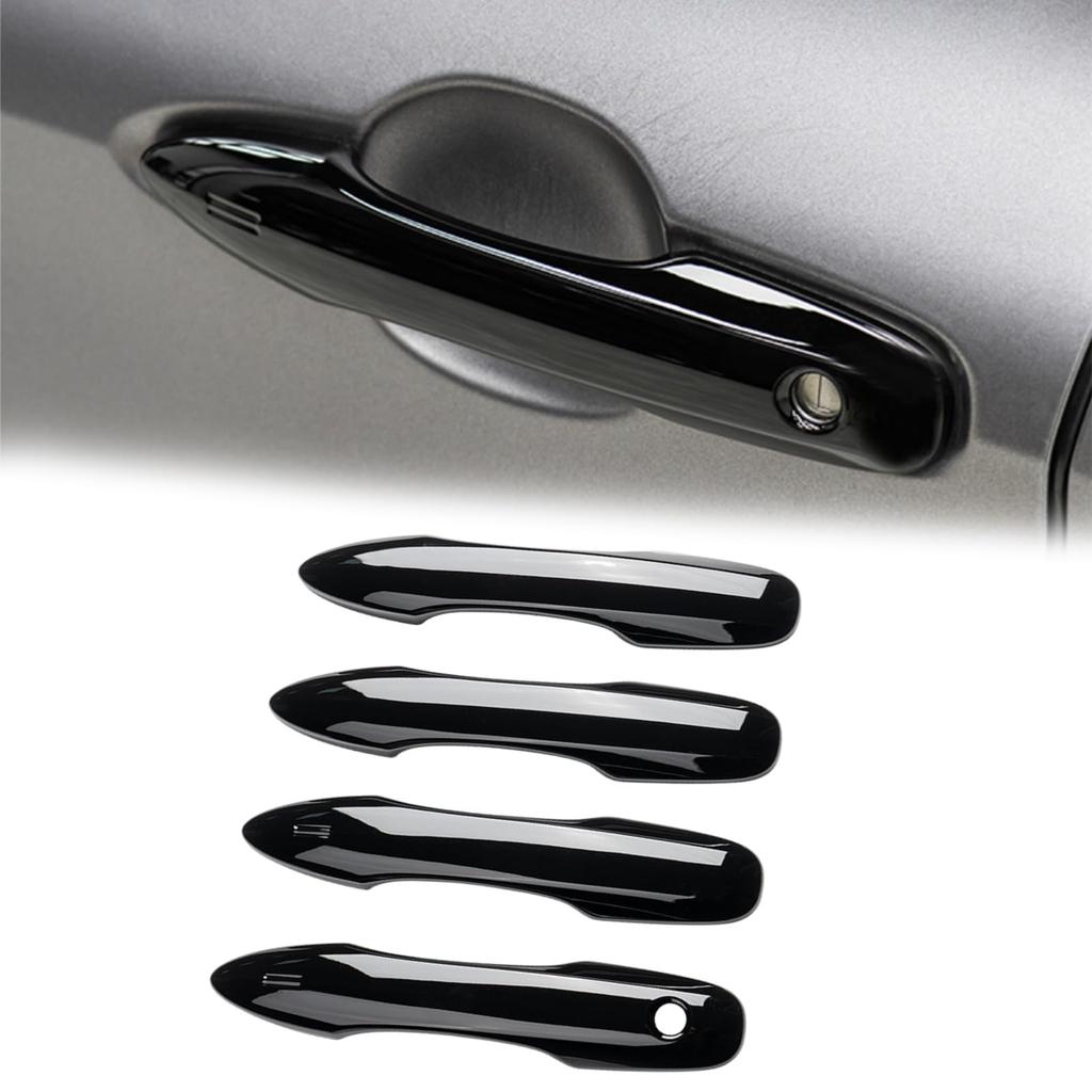 HIMARKLIF Exterior Door Handle Door Handle Covers Tape Piano Black Mirror Finish with Smart Full Cover Compatible with Toyota Prius 50 New Yaris 210