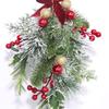Green&red Christmas Pine Garland 65cm Holly Leaves Artificial Pine Wreath Wall Hanging Staircase Ornament Greenery Pine Rattan