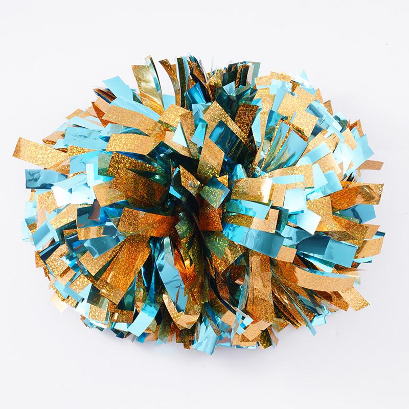 Colorful Laser Cheerleading Pom Poms with Baton Handle for Team Spirit Sports Dance Cheering Kids Adults