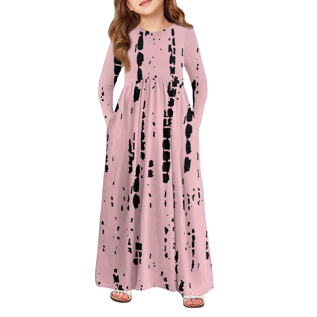 Girls' Maxi Dress - Long Sleeve Pocket Dress