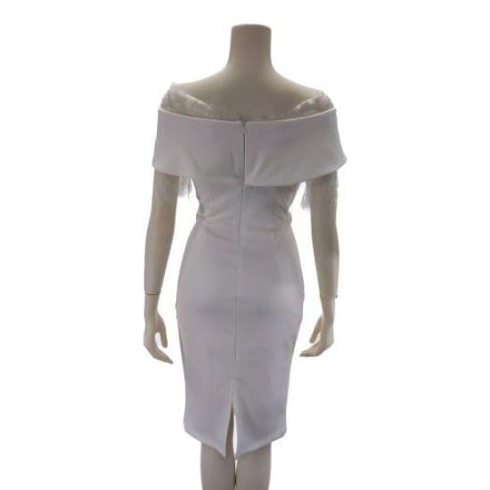 GRAXIA Cabaret Tight Short Size Small Dress, Off-the-Shoulder, Dress, Sleeves, Lace, Knee-Length, Women's, White,