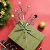 4PC Set Black/White Christmas Tree Decorations Picks Woolen Candy Curly Pick, Christmas Bells Picks Christmas Tree Decorations Home Office Vase Party
