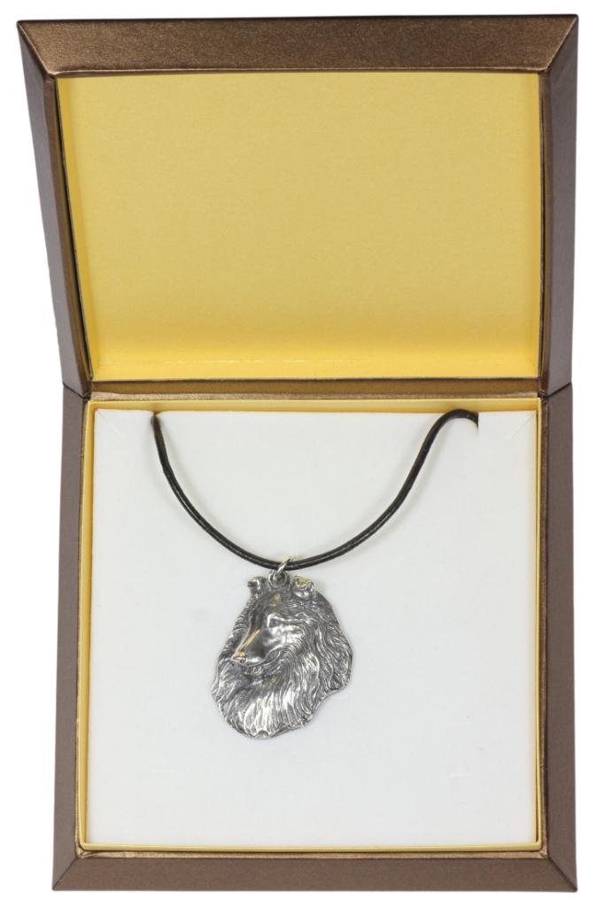

Collie Rough, Long-Haired Collie - Dog necklace in gift box, silver-plated locket for dog fan, striking pendant by Art-Dog brand срібний