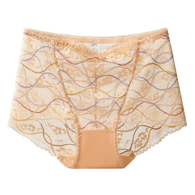 Big Size Lady Summer New Style Sexy Lace Hollow Out High Waist Shrink Abdomen Lift Hip Briefs
