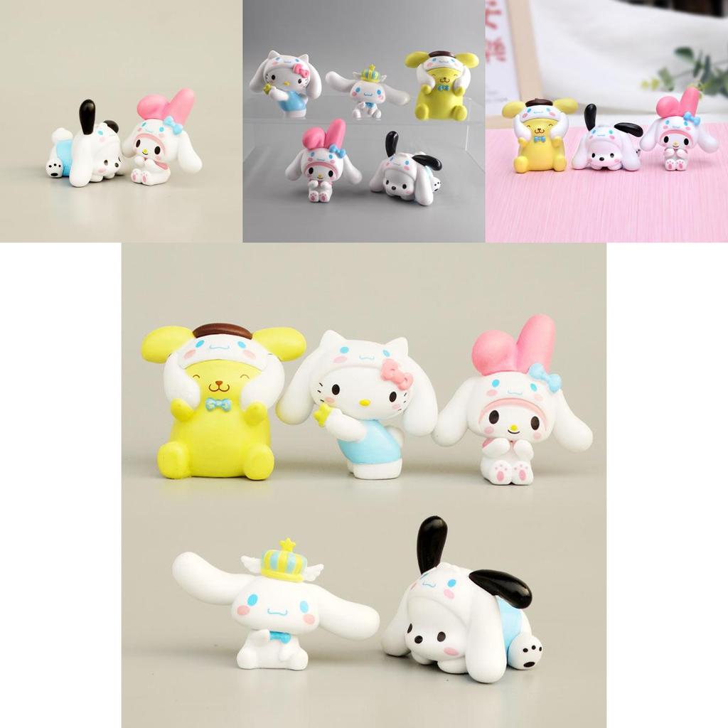Adorable Sanrio Characters Cute Cartoon Kuromi My Melody Cinnamoroll Figure Toys Set