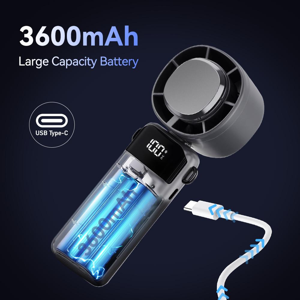 Portable ice compress fan 5-Speed Turbo Cooling 3 in 1 Handheld/Neck/Desk Fan USB Rechargeable Phone Holder & Makeup Fan 45dB