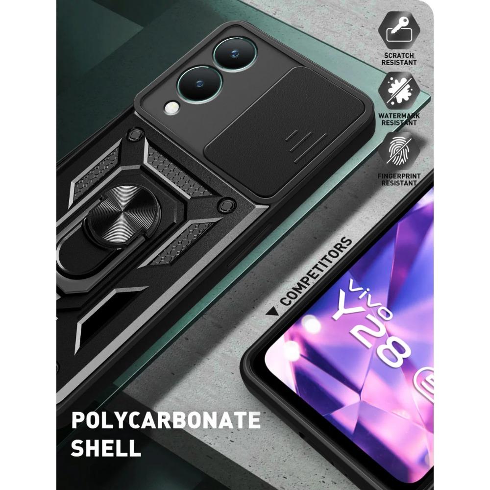 Military Armor Holder Camera Protect Case for VIVO Y28 Y03 Y100 Y02 Y17S Y27 Y36 Y35 Y16 Y22 Y21 Y55 Y33S Y33 Y31 Y51 Y20 Hybrid Ring Stand Back Cover