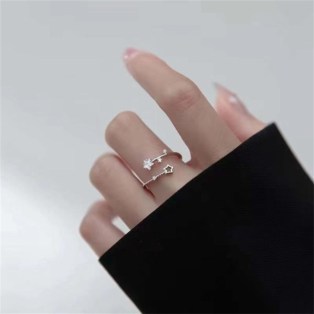 Personality Fashion Star-shaped Rings Exquisite Shiny Flower Vine Ring Adjustable Open Metal Ring For Women Fashion Party Daily Accessories