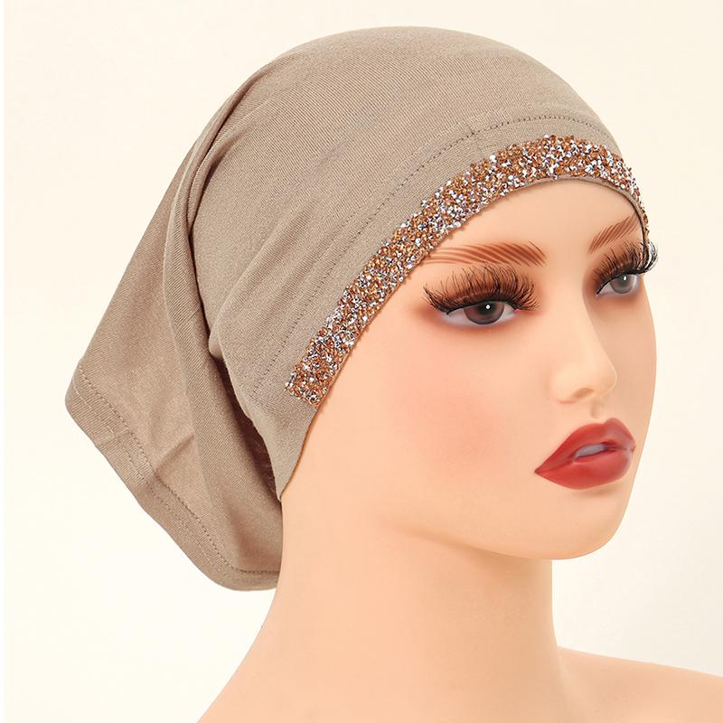 Modal Cotton Diamonds Undercap Stretchy Hijab Plain Soft Bonnet Muslim Women Elastic Inner Hijab Turban Islam Underscarf