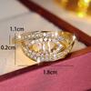 Luxury Female White Zircon Big Stone Engagement Skeleton Ring Vintage Gold Silver Color Wedding Fashion Jewelry For Women
