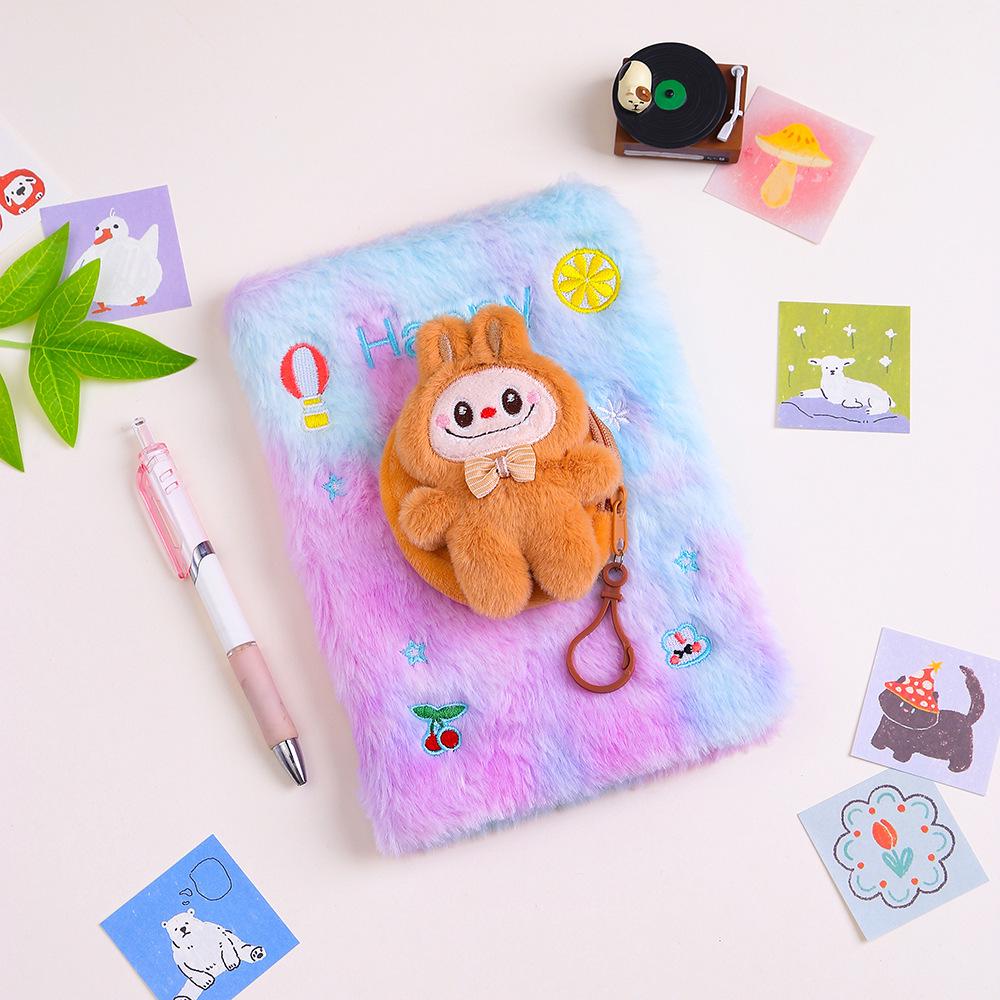 Cartoon Teddy Plush Notebook & Coin Purse Set