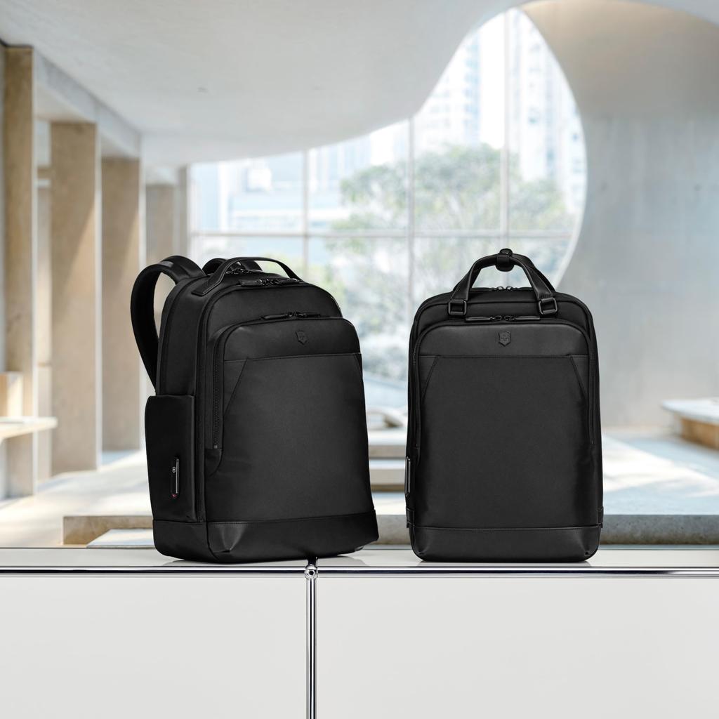 Victorinox Alox Nero Tasche für Perfekt für Pendeln und Business und Passt und A4 18L Schwarzer 2-Wege Rucksack/Tragetasche Herren, Reisen, Schlank, Leicht, Dünn,