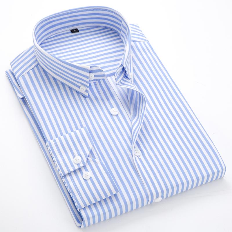 Herren Slim Gestreift Langarmhemd Büro Business Kleid Frühling Herbst Klassisch Schwarz Weiß Mode Koreanische Freizeithemden