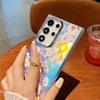 Bling Raser Ring Phone Holder Case for Samsung S23 FE S24 A35 A55 A12 A25 A54 A14 A34 S22 Ultra Flower Leaf Plating Cover