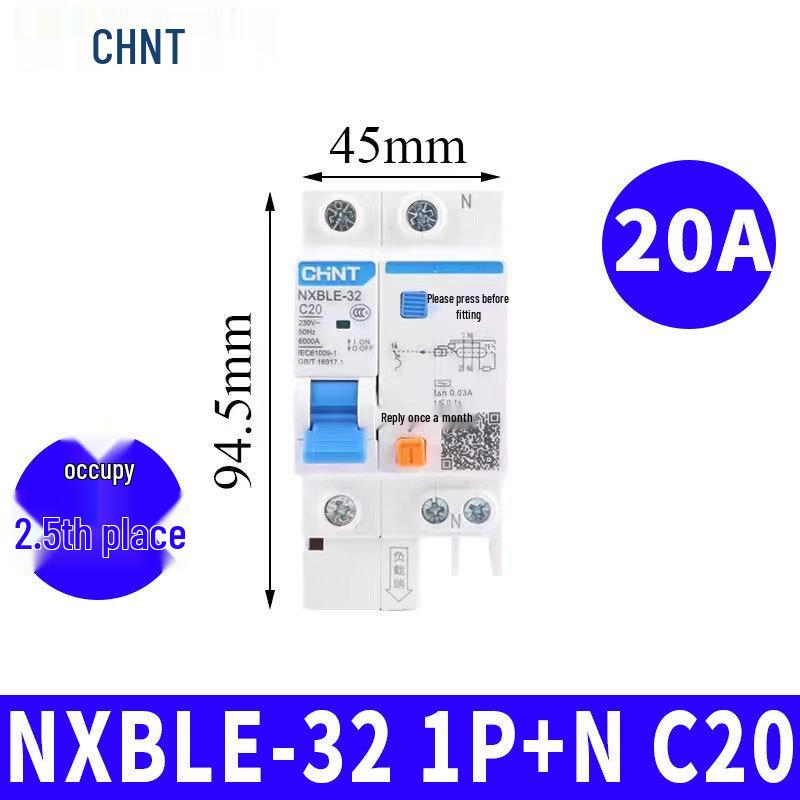 Chint Leakage Protector Circuit Breaker: 2P, 1P3P+N, 4P with Leakage Protection (32A, 20A, 40A, 63A) Air Switch