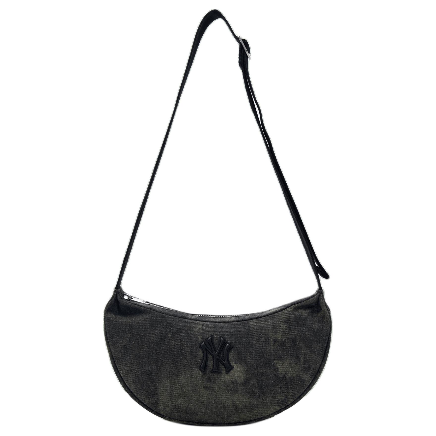 

MLB New York Yankees 25SS Logo Patch Adjustable Shoulder Strap Zipper Closure Denim Underarm Bag Unisex Shoulder Bag Charcoal Sand-Brown 3ABQBV45N Hemp Sand Brown