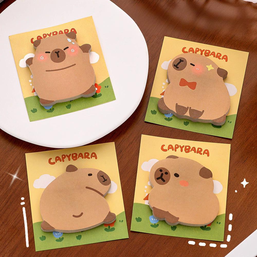 4Packs Adorable Capybara Sticky Notes Set - 3D Animal Shape Self-adhesive Memo Pads for Students/Office
