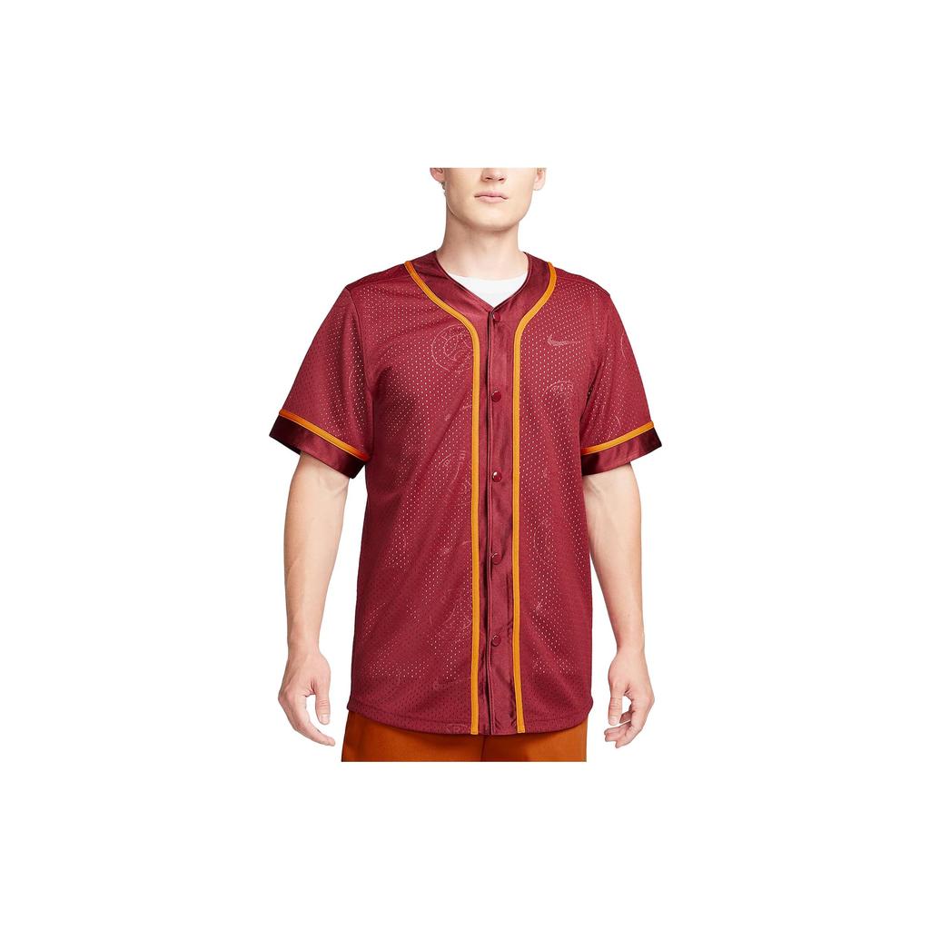 Nike Paris Saint Germain Printed Quick-Dry Button-Up Short Sleeve T-Shirt Men Tops Team-Red DZ3283-677