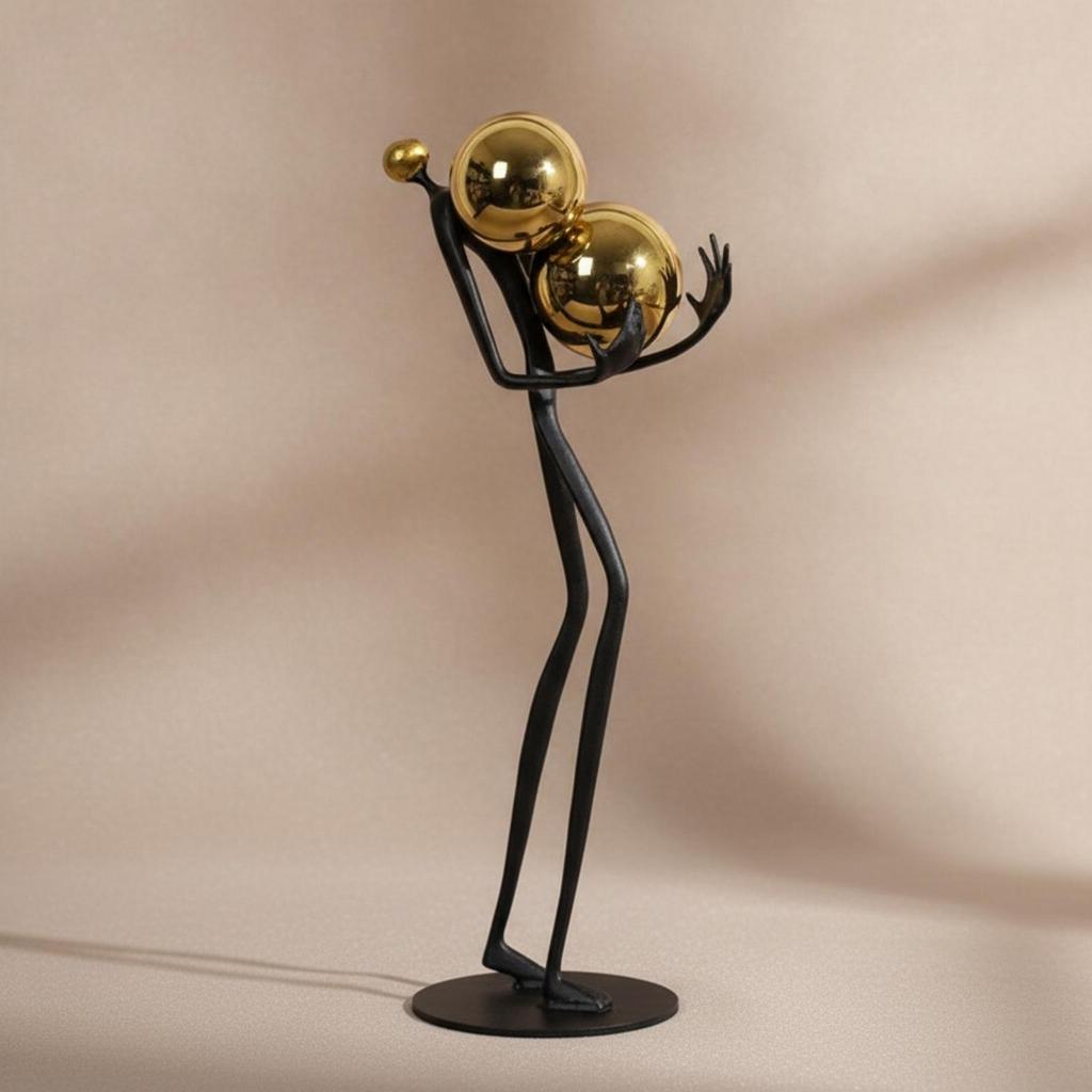 Abstract Human Figure Sculpture Reflective Display Piece Minimalist for Entryway