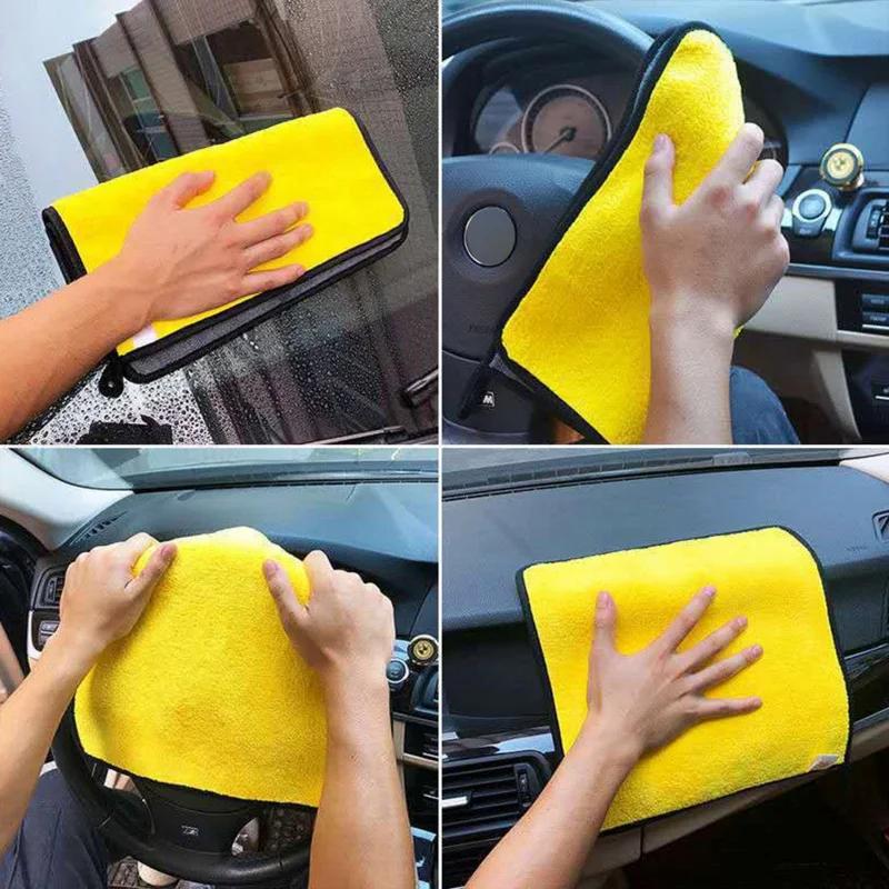 10/20PCS Car Wash Towels Cleaning Cloth Absorbent Dry Cloth General Purpose Microfiber Towel Thickened Yellow 30/40/60cm 1-10 pcs