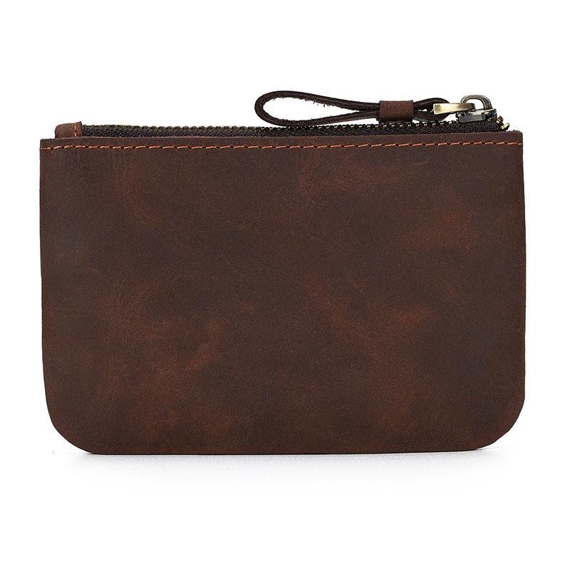 Men'S Crazy Horse Leather Change Bag Simple And Small Card Bag First Layer Cowhide Zipper Small Money Bag 9208