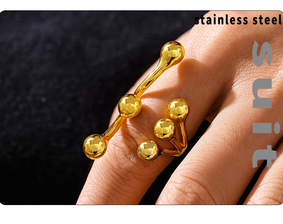18K Gold-Plated Creative Titanium Steel Ring with Spherical Design