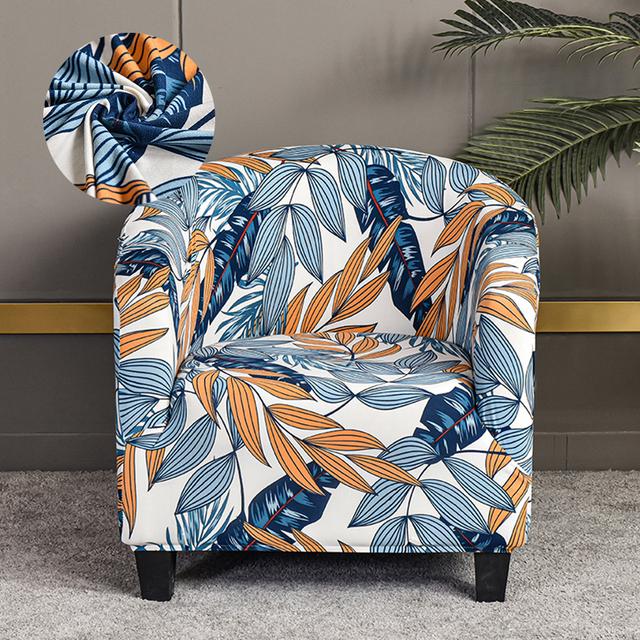 Levivel Club Chair Slipcover Stretch Armchair Printed Tub Chair Cover Living Sofa Cover Spandex Couch Cover Designed For Bar Counter Family Room